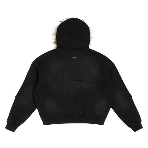 Union Jack - Sun Fade Boxy Detachable Fur Hoodie