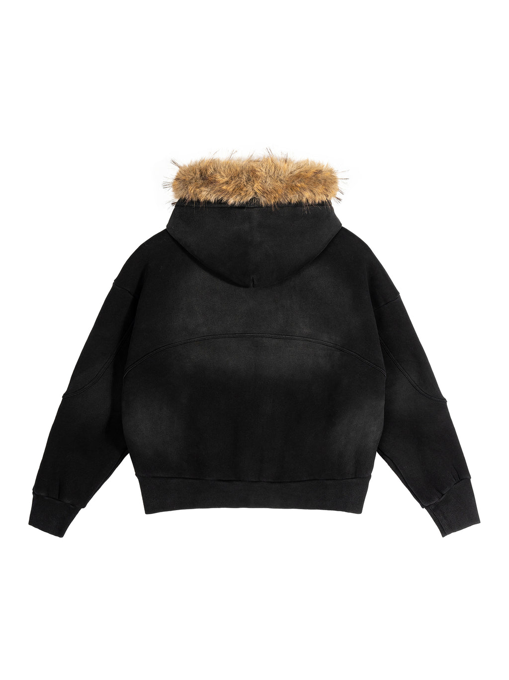 Union Jack - Sun Fade Boxy Detachable Fur Hoodie